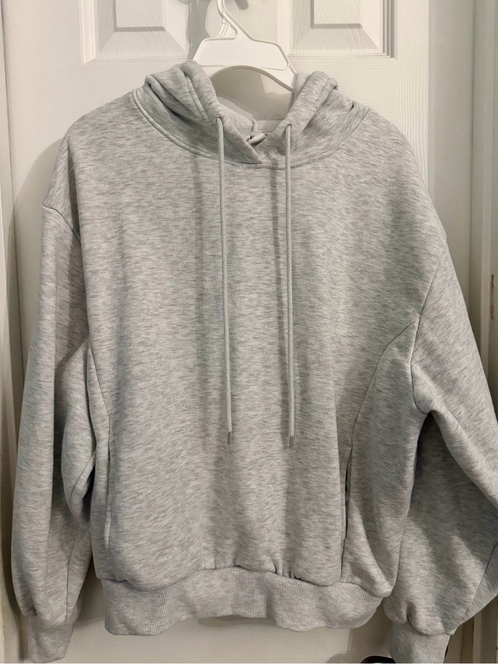Casual Light Gray Hooded Crew Sweater